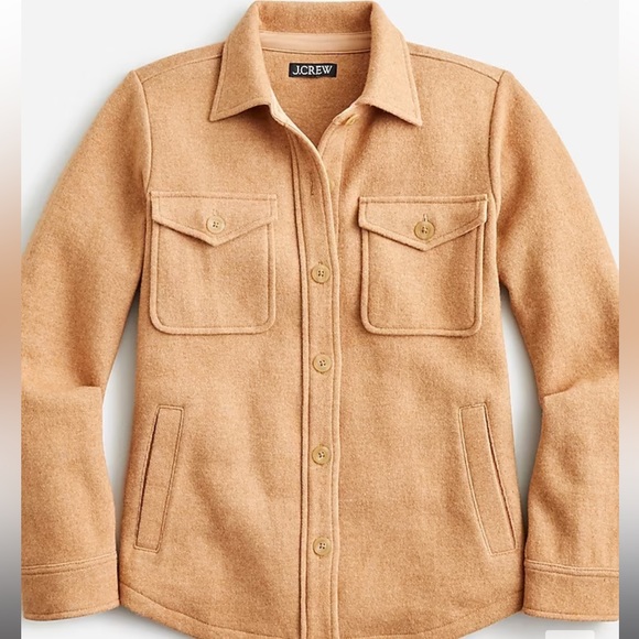 J. Crew | Women’s Shirt Jacket | Tan Wool Blend Button down Shacket | Size Med - Picture 1 of 16